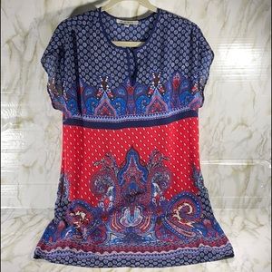 Black Rainn Scarf Print Tunic Dress